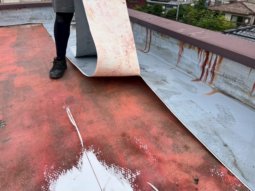 既存の防水シート撤去